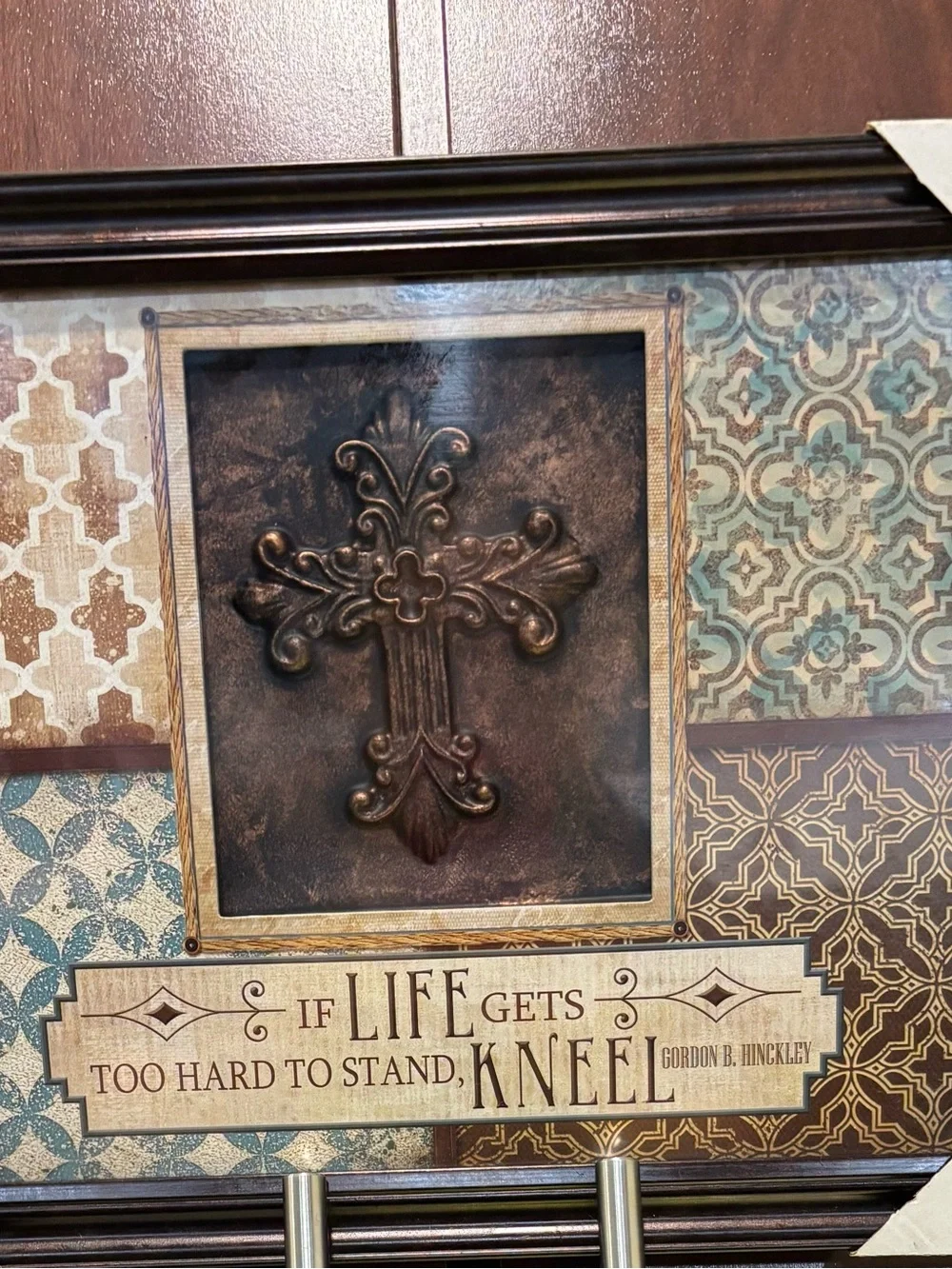 Life Gets Too Hard To Stand, Kneel Framed Wall Art - Brown/Tan